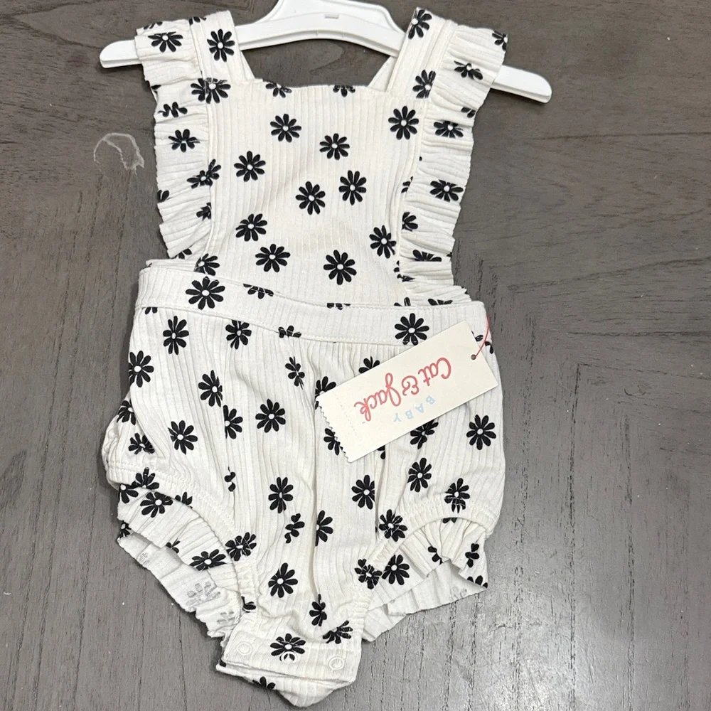 Kids Floral Diaper Cover - Cream and Black